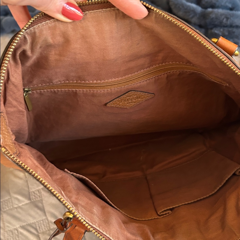 Fossil Women's Brown Leather Tote Bag Purse - Picture 10 of 10